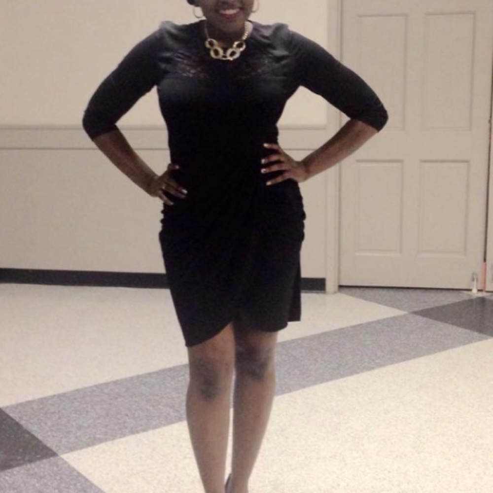 Beautiful Black Wrap Dress w/ Lace